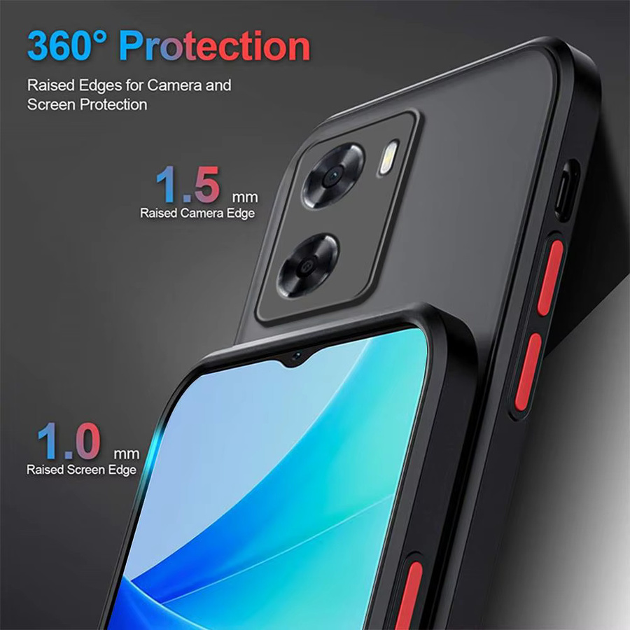 Stoßfeste Matte Schutzhülle aus hartem PC für OPPO A78 5G A77 A77S A57 A57S A17 A96 A76 A98 A58 A74 A54 A94 4G 5G und Realme 15 Pro in Schwarz - Bild 2