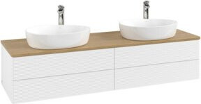 V&B Waschtischunterschrank Antao mit Frontstruktur, Farbe Weiß und Eiche Honig, B/T: 160 x 50 cm - Bild 1