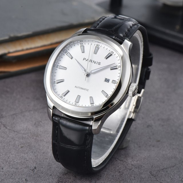 Parnis Armbanduhr Automatik, Edelstahl, 41 mm, Lederarmband, Herren - Bild 1