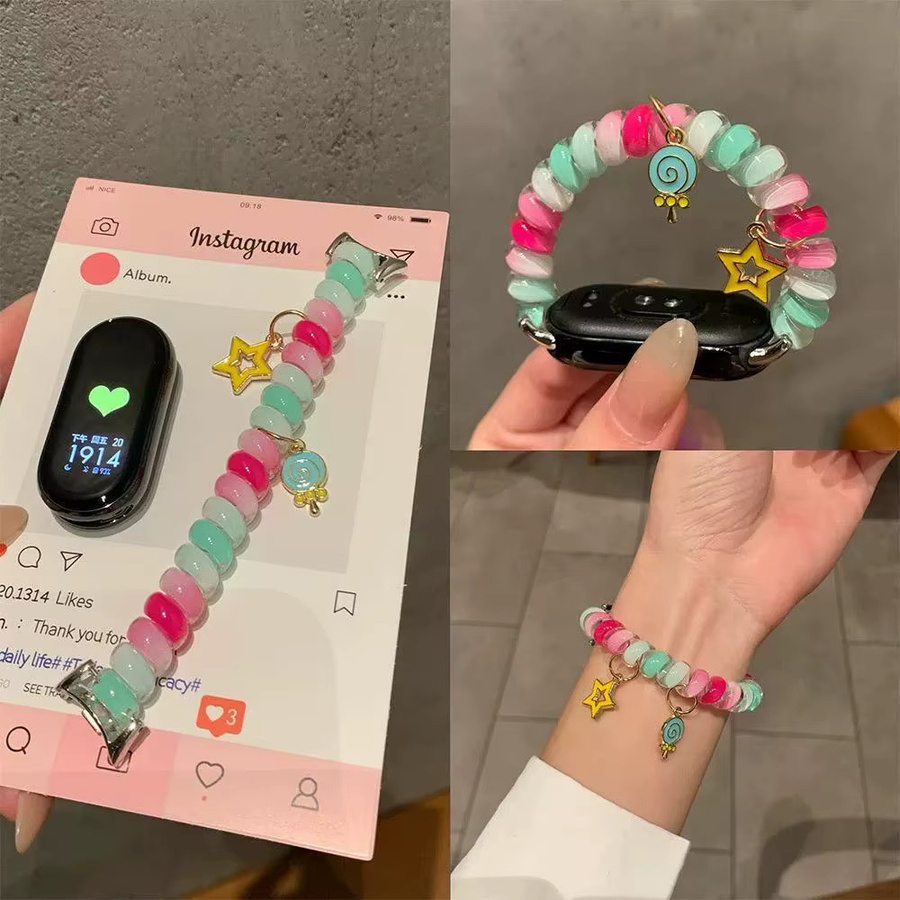 Scrunchie-Armband für Xiaomi Smart Band 10 9 8, Textil, Bunt, Unisex - Bild 3