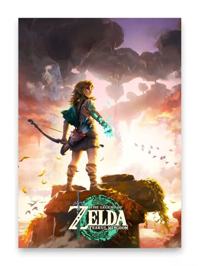 MINISO The Legend of Zelda Wandbild, selbstklebender Wandaufkleber in Schwarz, rechteckige Wanddekoration für Zuhause und Büro - Bild 5