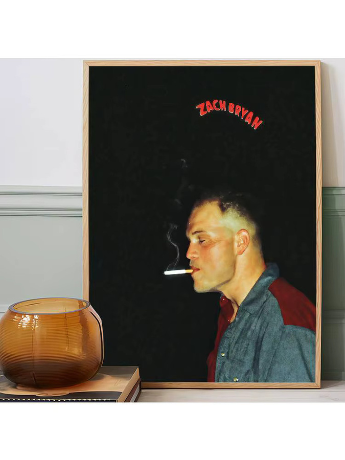 Selbstklebendes Kunst Poster Zach Bryan im Vintage Design, Mehrfarbig, Rechteckig - Bild 6
