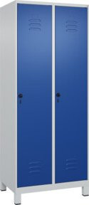 C+P Spind Classic PLUS Garderobenschrank mit 2 Abteilen, Füße, Sicherheits-Drehriegel, 4 Garderobenhaken und Trennwand, H x B x T: 195 x 80 x 50 cm - Bild 1