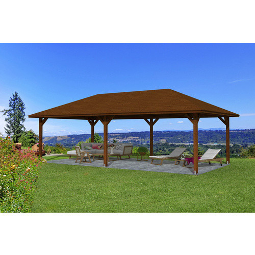 Skan Holz Pavillon Orleans 3 aus Nussbaum in Braun mit Zeltdach, B/T/H: 504 x 916 x 344 cm - Bild 4