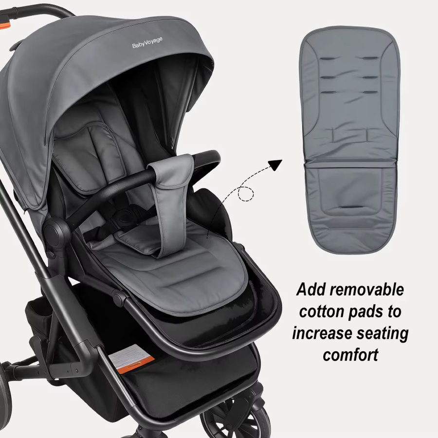 Babyvoyage 2-in-1 Kombikinderwagen mit Schlafkorb, faltbar, Grau/Braun - Bild 2
