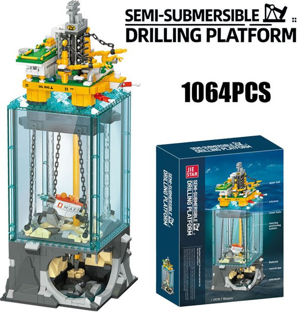 Wange Technik-Serie Halbunterwasser-Bohrplattform, Modellbausatz, Konstruktionsbausteine, 1.064 Teile - Bild 1