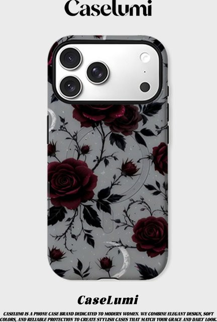 CaseLumi Matte Bumper MagSafe Hülle für iPhone mit Mondlicht-Rosen-Motiv in Multicolour - Bild 1