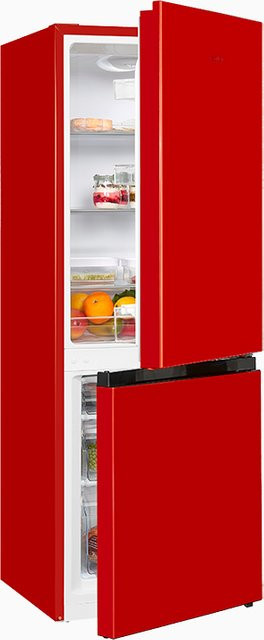 Exquisit Kühl-Gefrierkombination KGC231-60-010C in Rot mit LED-Innenbeleuchtung und Flaschenregal, B/T/H: 56,5 x 68,7 x 175,0 cm - Bild 1