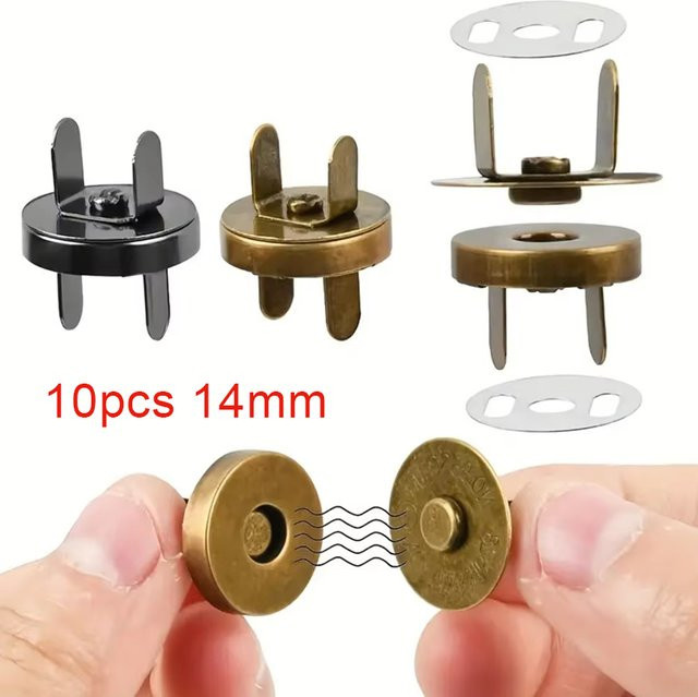 10 Stück magnetische Druckknöpfe aus Metall in Multicolor, 14 mm Verschlüsse für Handtaschen, Geldbörsen und Bastelzubehör - Bild 1