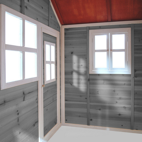 EXIT Toys Loft 150 Holzspielhaus aus Zedernholz in Grau, B/H/T: 149 x 159 x 188 cm - Bild 3