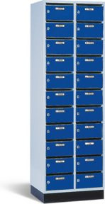 C+P Verteilerschrank Intro mit 22 Fächern, Front Enzianblau, Korpus Lichtgrau, H: 195 cm, B: 62 cm, T: 50 cm - Bild 1