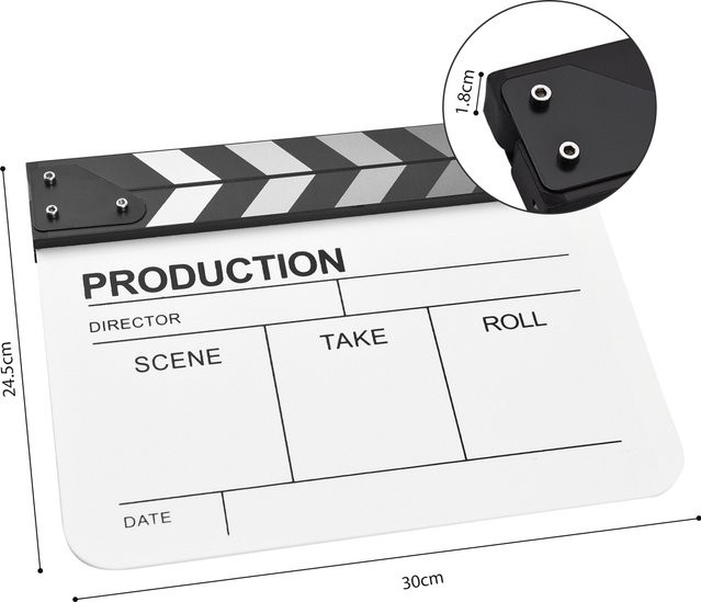 Andoer Acryl-Filmklappe Regisseurtafel in Weiß für Action-Szenen und trocken abwischbare Nutzung - Bild 1