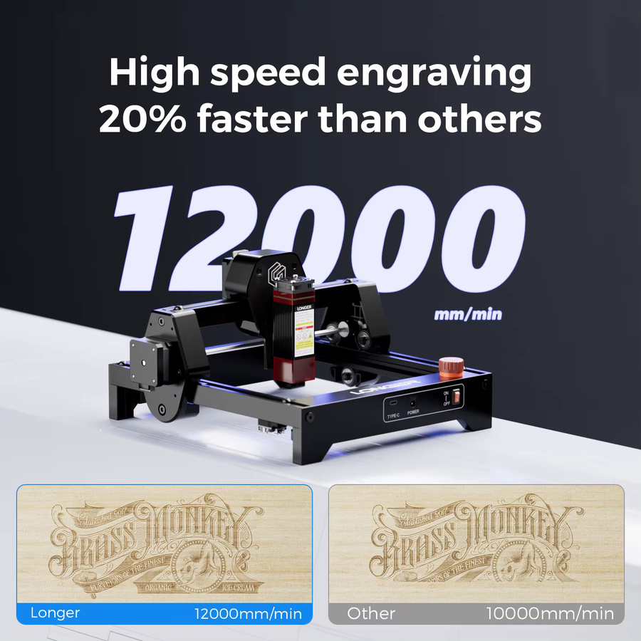 LONGER RAY5 Mini Lasergraviergerät mit Touchscreen und 0,04mm Laserpunkt als Gravur- und Schneidemaschine, Arbeitsbereich B: 13,0 cm, T: 14,0 cm - Bild 2