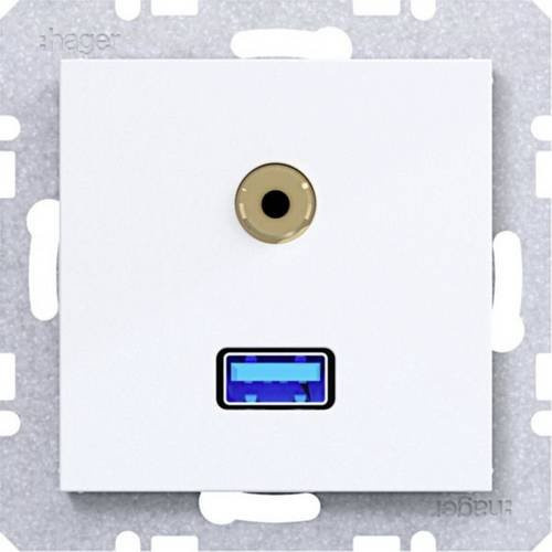Hager Audio-Steckdose in Lichtweiß glänzend WAF4381WG - Bild 1