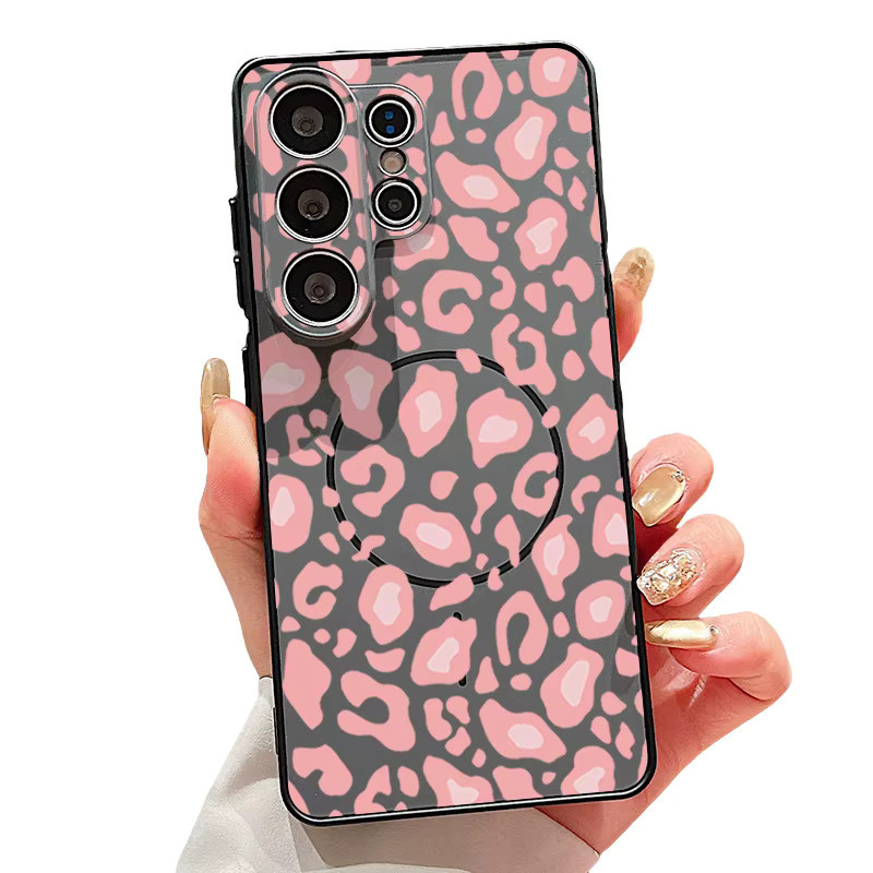 Magnetische Handyhülle mit Leopardenmuster in Rosa für Samsung Galaxy S25 S26 Ultra S24 S23 FE A17 A56 A37 A16 A55 A15 A36 A55 5G Cover - Bild 6