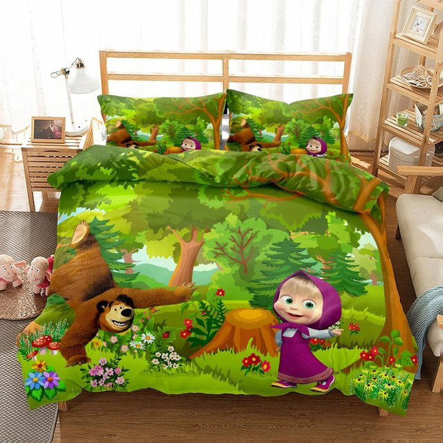 Binchi Outdoor Product Cartoon Kinder Bettwäsche Set mit Bären-Motiv, Mehrfarbig, B/H: 150 x 220 cm - Bild 1