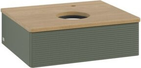V&B Waschtischunterschrank Antao mit Frontstruktur in Eiche Honig Braun lackiert, B/T/H: 60 x 50 x 19 cm - Bild 1