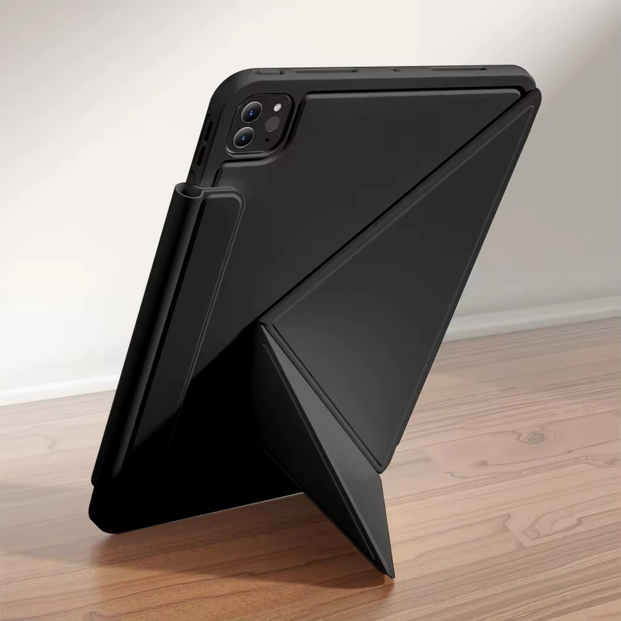 Smart Folio Hülle für Apple iPad Pro 13 M5 M4 sowie iPad Pro 11 12.9 6. Generation und iPad Air 11 M3 M2 Air 5 4 mit magnetischem Clip in Schwarz oder Grau - Bild 3