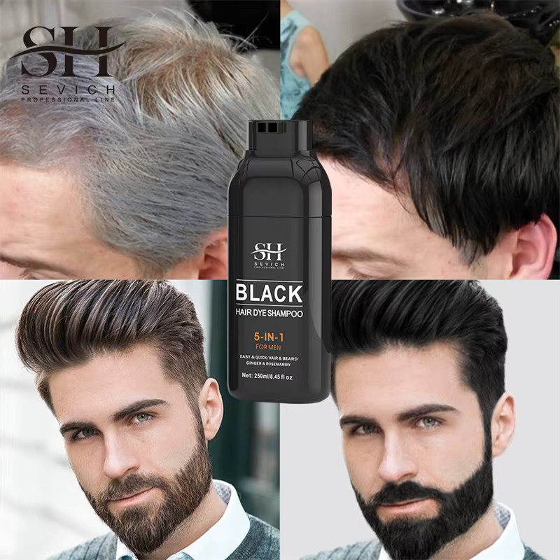 SEVICH 5-in-1 Shampoo Haar- und Bartfärbecreme für Herren, Schwarz, 250 ml - Bild 3