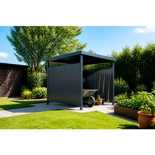 FLORAWORLD Unterstand mit Flachdach und Wasserablaufsystem, anthrazit, 4 m² - Bild 2