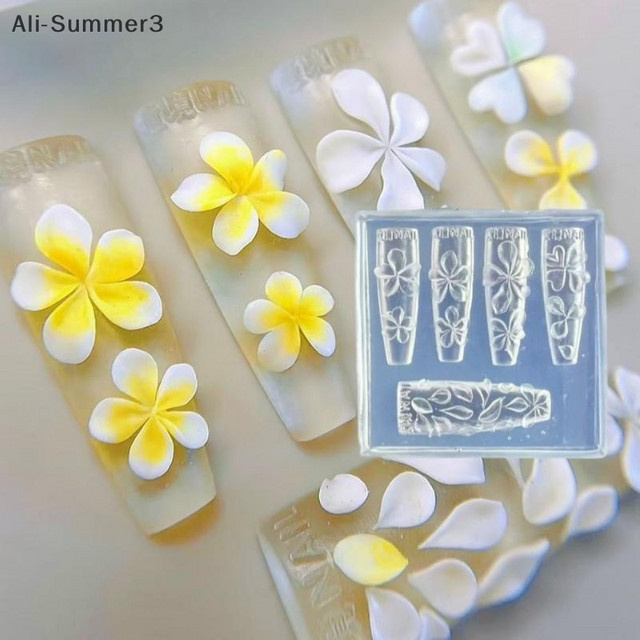 3D Silikon Blume Nail Art Schnitzform, Hibiskus Blumen Vorlage, Transparent - Bild 1