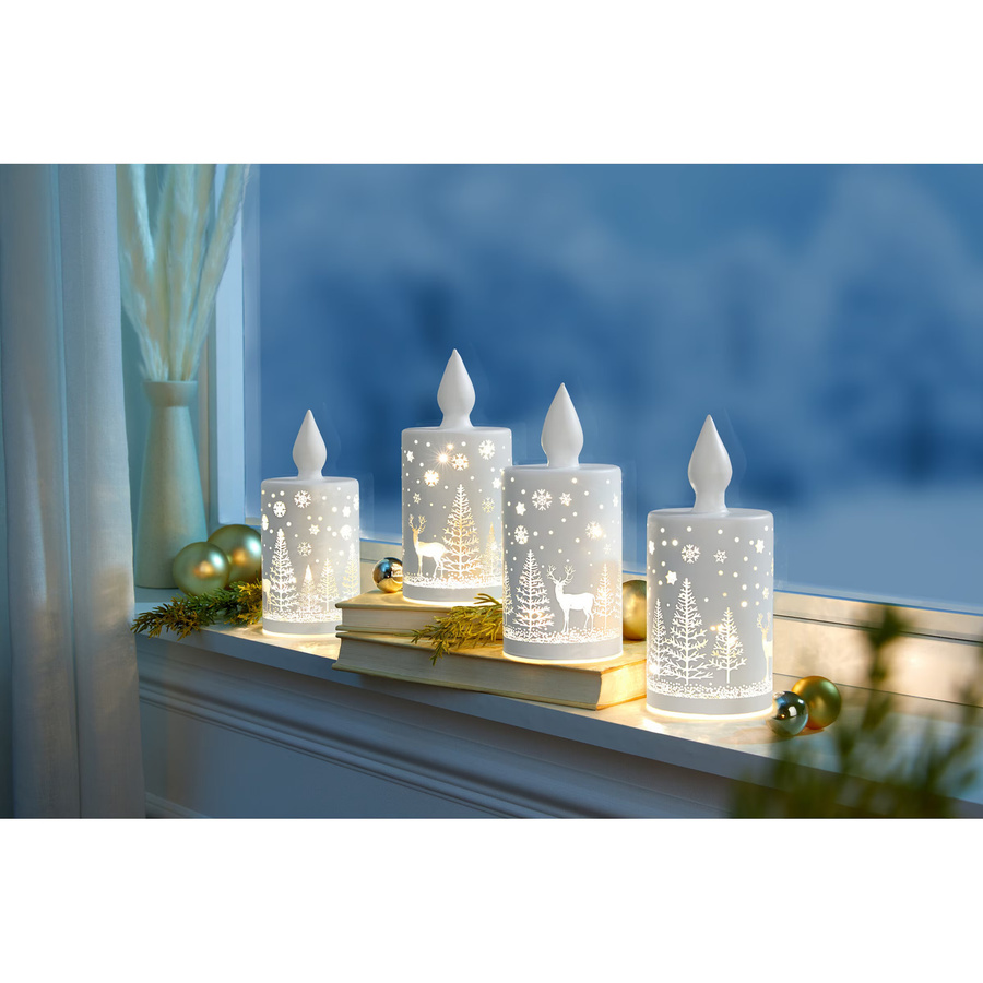Viva Domo LED-Glaskerze Classic in Weiß, runde Stumpenkerze für Advent und Weihnachten - Bild 2