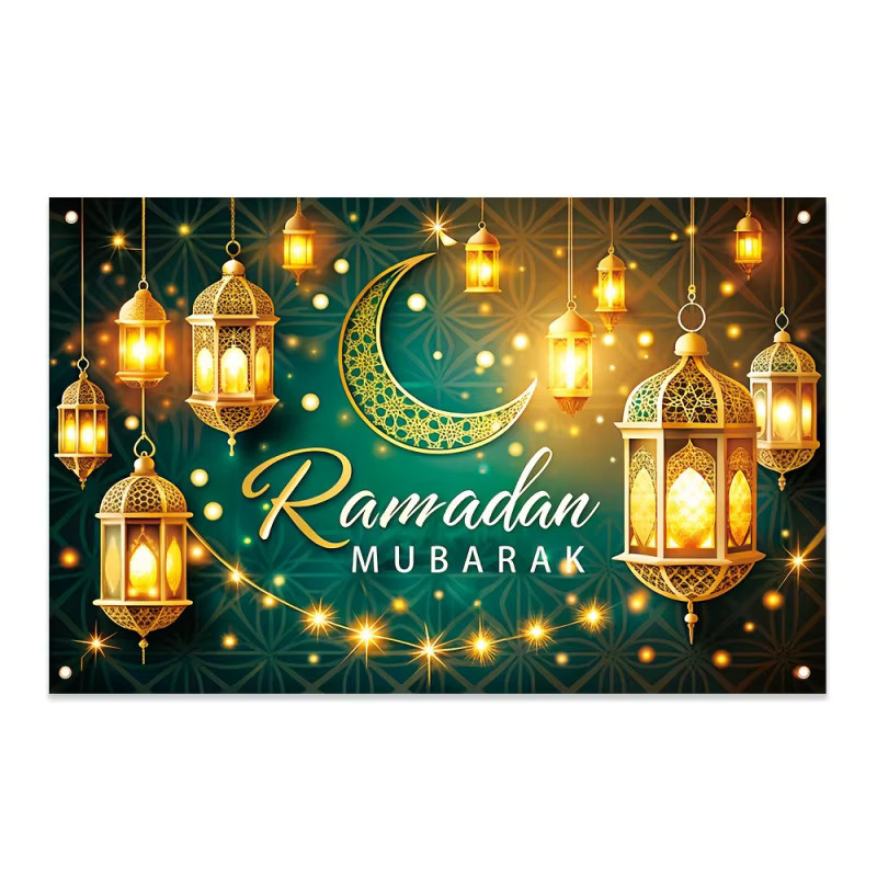 VIKAMA Ramadan-Banner Wandteppich in Gold mit orientalischem Mond-Design für die Innen- und Außendekoration - Bild 3
