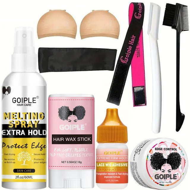 GOIPLE Perücken-Installations-Set mit Schmelzspray, Haarwachs-Stick & Kantenkontroll-Gel - Bild 1
