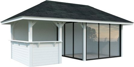 PALMAKO Pavillon Bianca aus Fichtenholz in Weiss, B/T/H: 672 x 384 x 319 cm - Bild 1