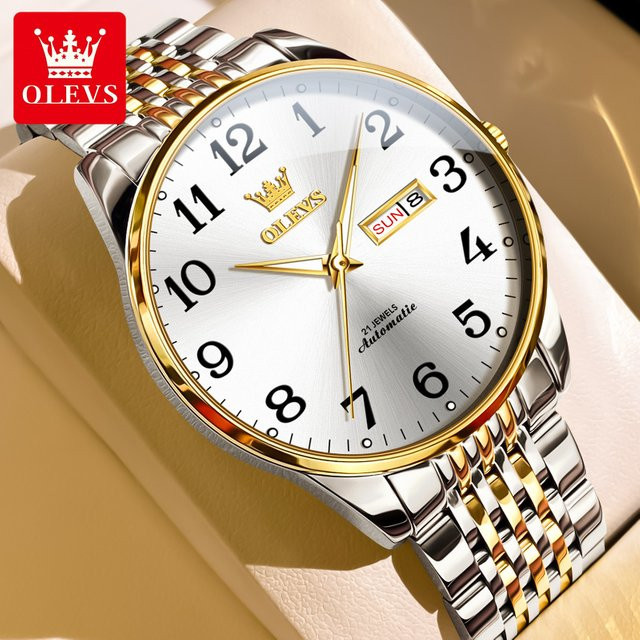 OLEVS Armbanduhr Edelstahl, Automatik, Gold, Herren - Bild 1
