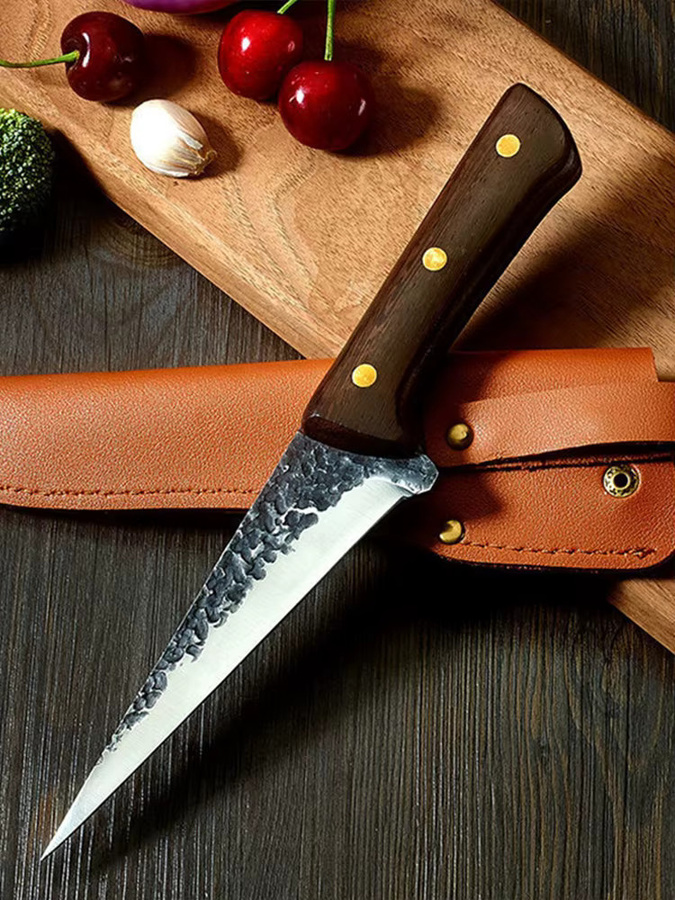 GuanQi Handgeschmiedetes Fleisch-Ausbeinmesser mit Holzgriff für professionelle Küchenarbeiten - Bild 4