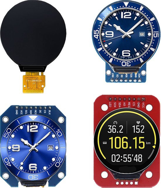 AITEWIN ROBOT Rundes TFT LCD Display Modul mit 1,28 Zoll, RGB, 240x240 Pixeln, GC9A01 Treiber und 4-Draht SPI Schnittstelle für Arduino - Bild 1