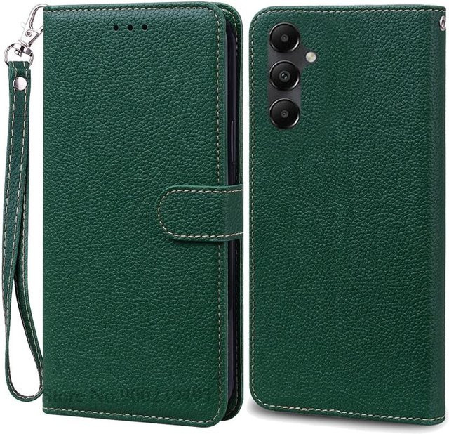Samsung Galaxy A55 5G Leder Brieftasche Klapphülle in Grün - Bild 1