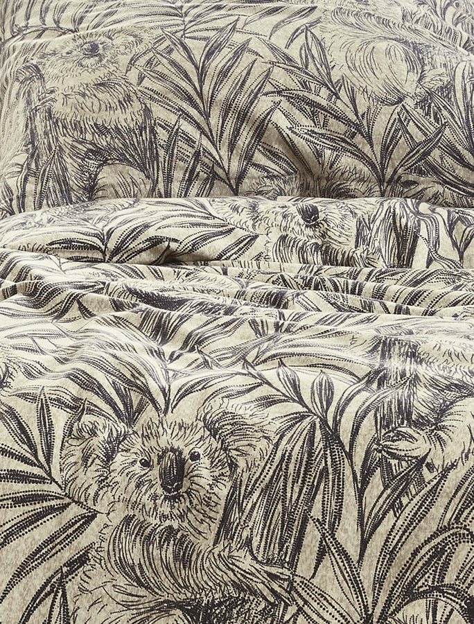 Irisette Edelflanell Bettwäsche Alpaka mit Bär und Koala in Beige und Grau, B/H: 135 x 200 cm mit Kissenbezug 80 x 80 cm - Bild 1