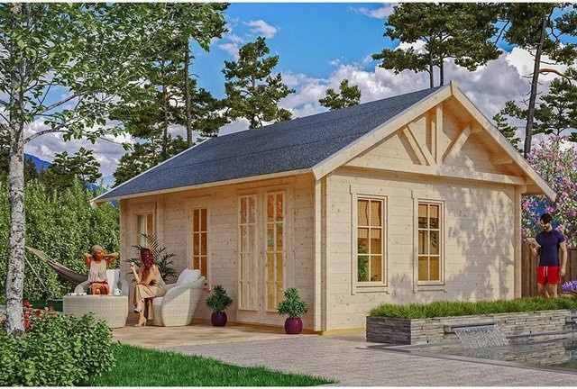 Skan Holz-Gartenhaus Bern 2 Blockbohlenhaus aus Fichte in Braun, B: 420 cm, T: 560 cm - Bild 1
