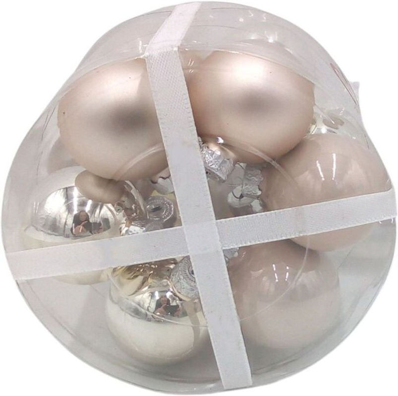 Buri Weihnachtsbaumkugeln aus Glas im 12er-Set, Christbaumschmuck in Beige, Durchmesser: 3 cm - Bild 1