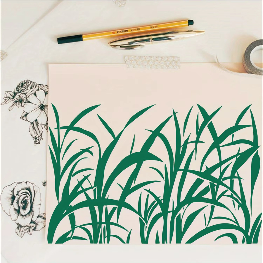 PenhuaMoban DIY Schablone mit Gras-Motiv für Wandmalerei und Scrapbooking, A4, Breite: 21 cm, Höhe: 29 cm - Bild 2