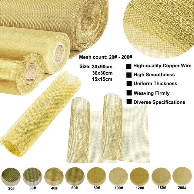 Messinggeflecht Metallgitter in Gold, grobmaschiger Kupferdraht-Schutzfilter mit 20 bis 200 Maschen, B/B/H: 15 x 15 x 15 cm - Bild 1