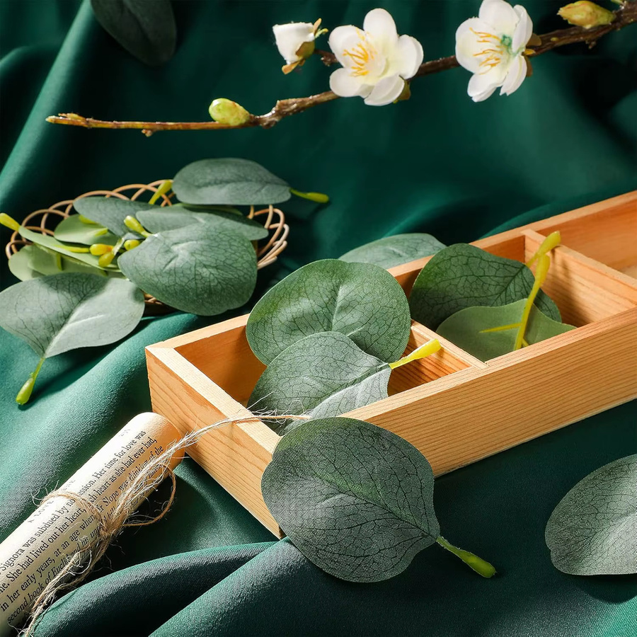 TTCY Künstliche Eukalyptusblätter in Grün aus Textil für Hochzeitsdeko und Blumenkränze - Bild 2