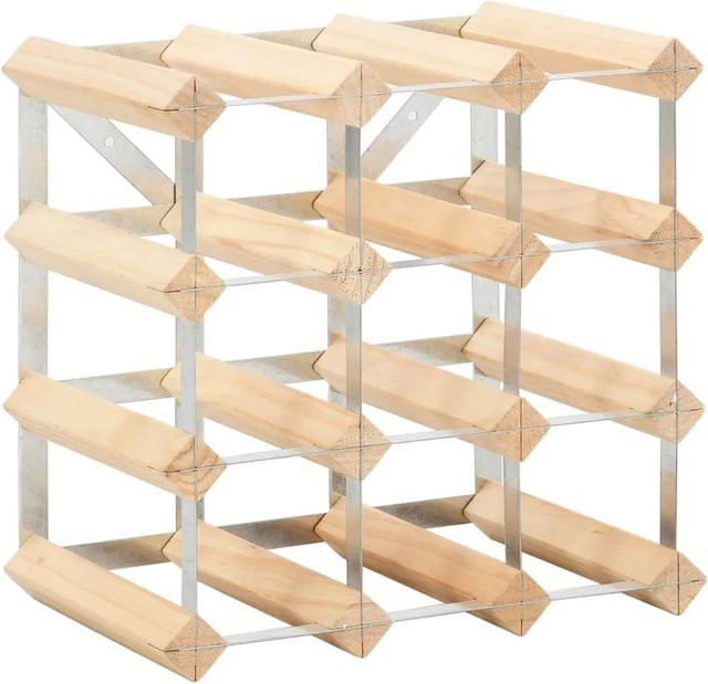 vidaXL Weinregal aus Massivholz Kiefer in Braun und Beige für 12 Flaschen, Wandmontage, Rustikaler Stil, B/T/H: 32,5 x 22,5 x 22,5 cm - Bild 1
