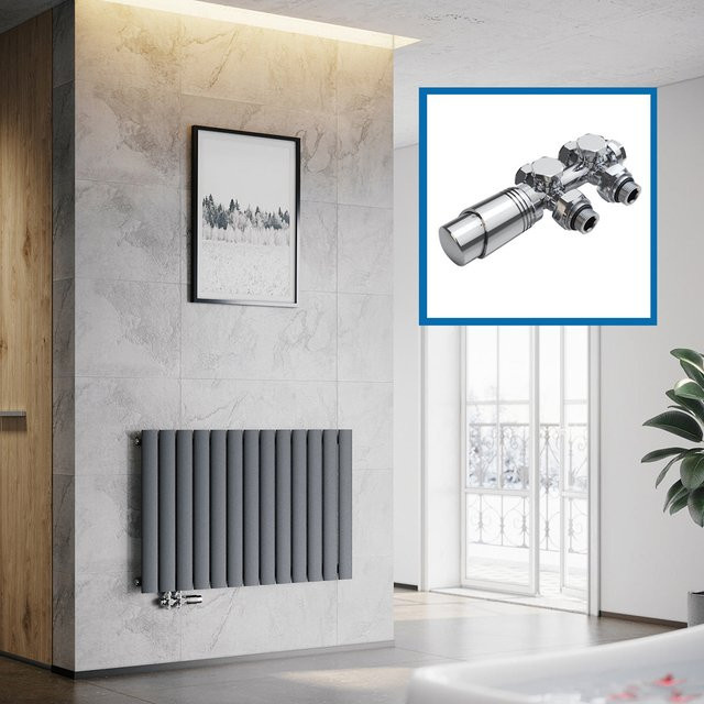 SONNI Flach Heizkörper Paneelheizung Wandheizung in Anthrazit, B: 100,1 cm, H: 63,0 cm - Bild 1
