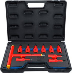BGS VDE Bit-Einsatz-Satz T-Profil TX20 - TX55, Antrieb Innenvierkant 12,5 mm (1/2 Zoll), 10-teilig, Rot - Bild 1