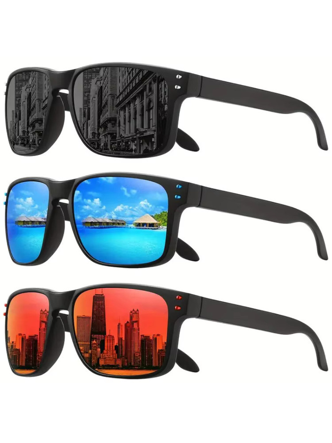 CHUYONG Sonnenbrille, quadratisch, Vollrand, Kunststoff, Schwarz, Unisex - Bild 3