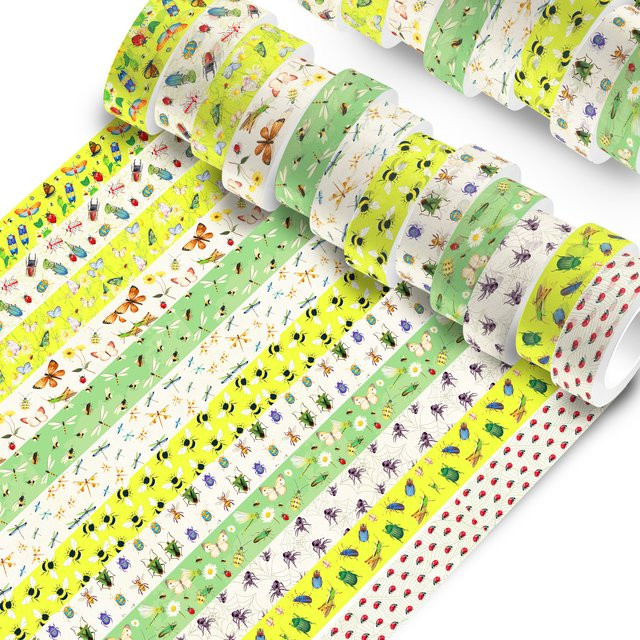 12 Rollen Washi Tape Set mit Cartoon Insekten Bienen und Schmetterlingen in Multicolour für Scrapbooking und DIY Bastelarbeiten - Bild 1
