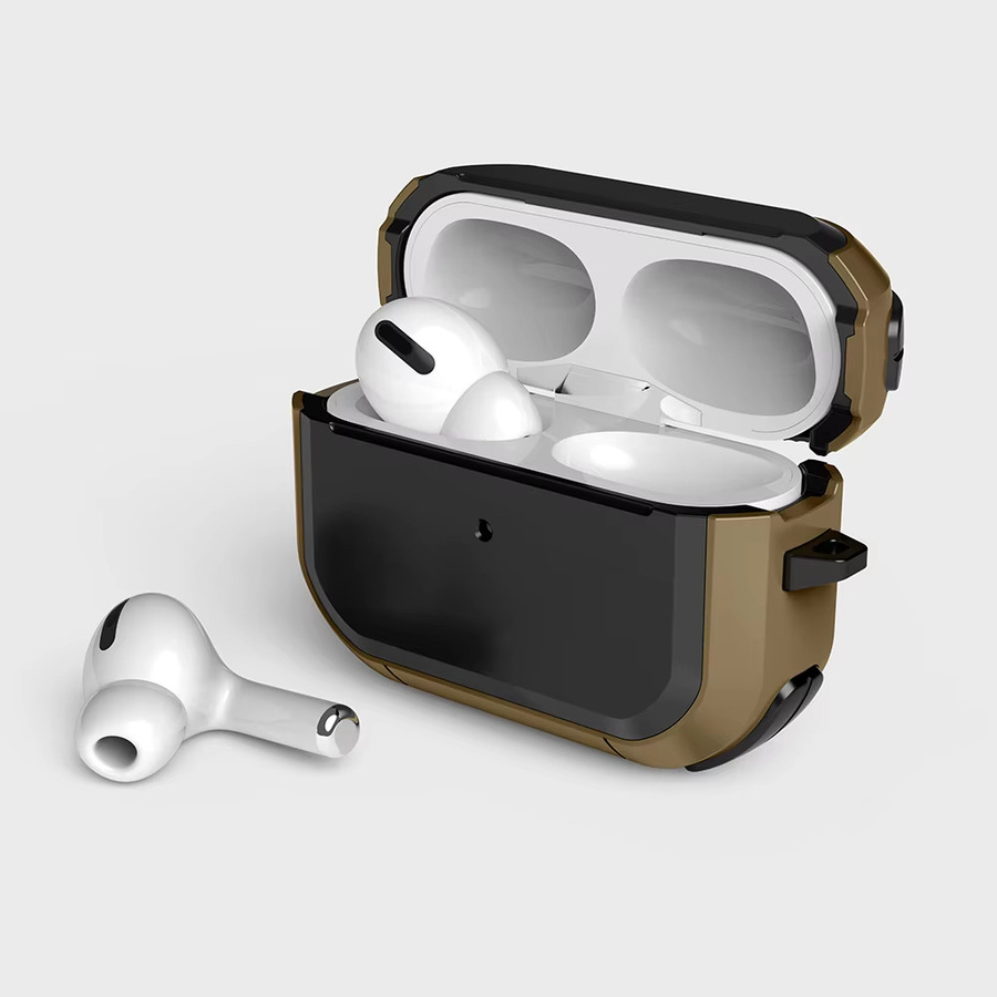 Stoßfeste Schutzhülle für Apple AirPods Pro 1 und 2 sowie AirPods 1, 2 und 3 in Braun mit Schlüsselring - Bild 2