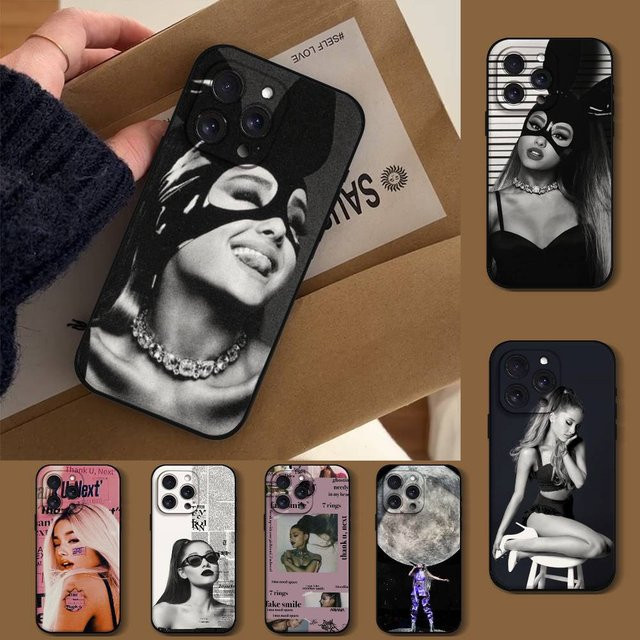 Singer A-Ariana G-Grandes Silikonhülle für iPhone 17 16 15 14 13 Pro Max 12 11 Mini X Xs XR in Schwarz - Bild 1