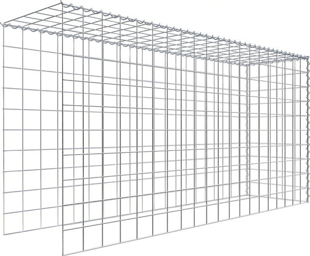 Gabiona Anbaukorb Typ 4 aus Stahl in Silbergrau, B/T/H: 100 x 200 x 50 cm, Maschenweite 10 x 10 cm - Bild 1
