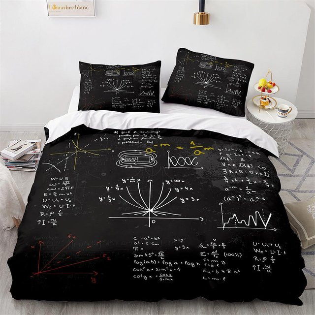Bettwäscheset Schulgenie mit Mathematik und Geometrie Design, Schwarz, B/H: 140 x 200 cm - Bild 1