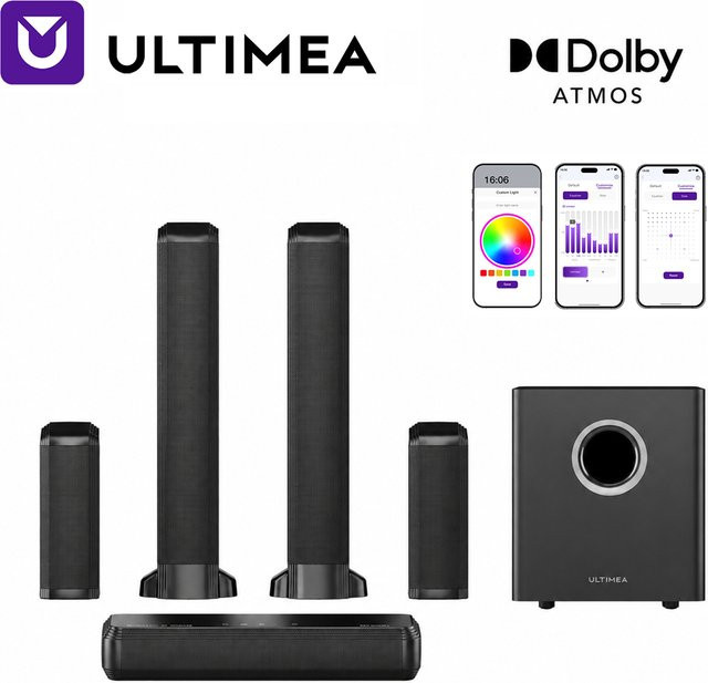 ULTIMEA 470W 9.1-Kanal Dolby Atmos Soundbar mit Subwoofer, Surround-Lautsprechern und RGB-Beleuchtung in Schwarz/Multicolor - Bild 1