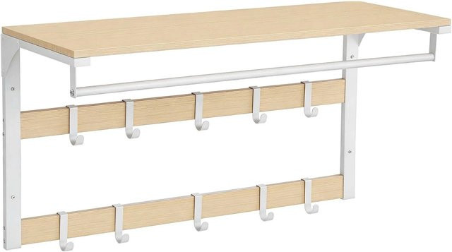 Relaxdays Wandgarderobe aus MDF und Eisen in Weiß mit Ablage und 10 Haken, Breite: 80 cm, Höhe: 30 cm, Tiefe: 42 cm - Bild 1